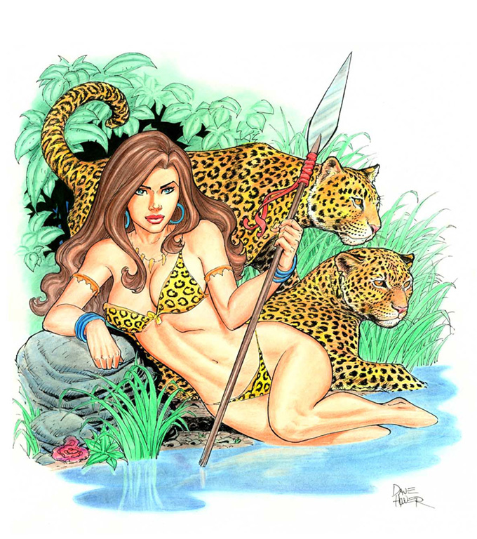 Jungle Girl with Tigers