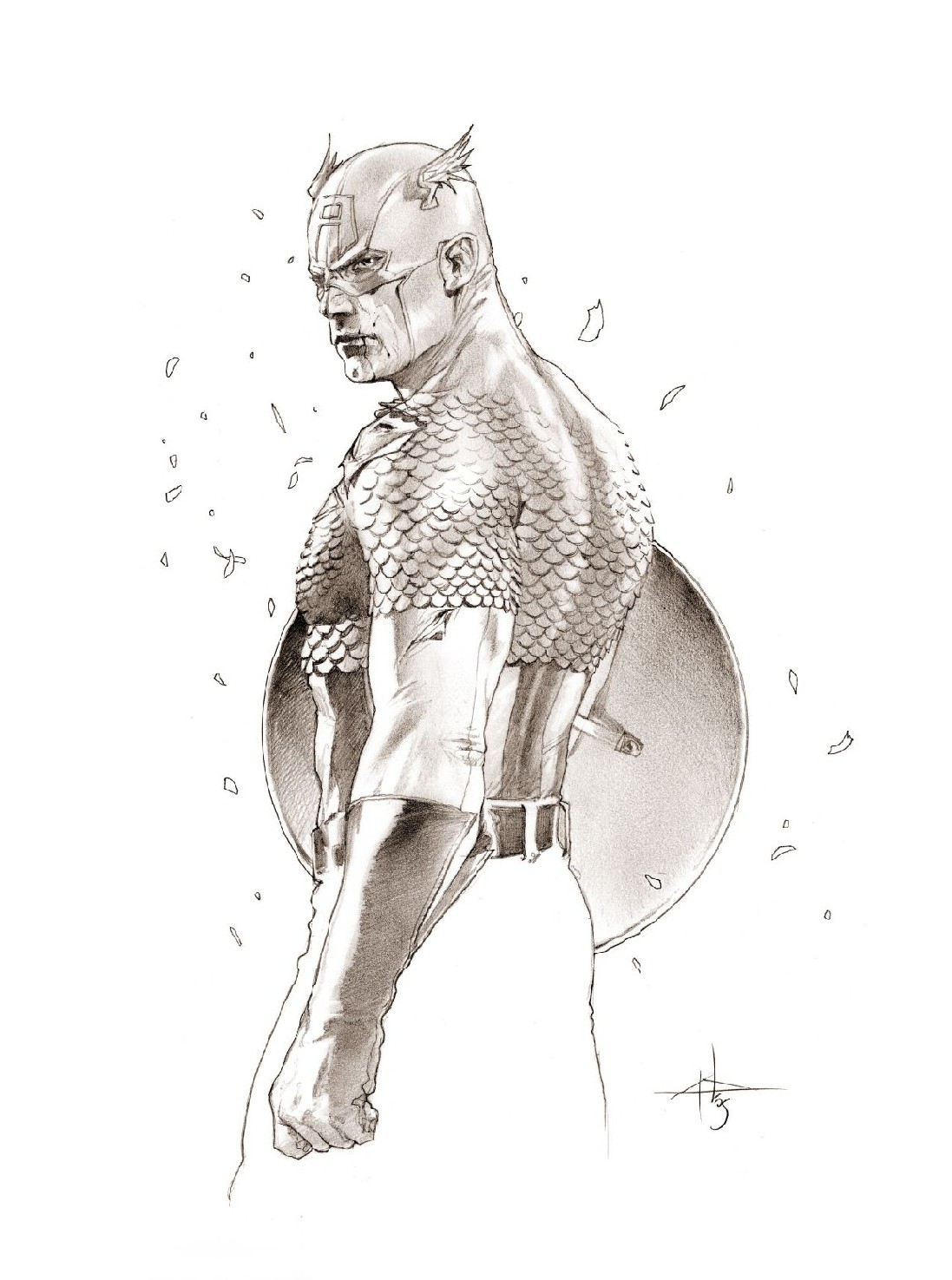 Captain America Pencil Sketch Gabriele Dell'Otto