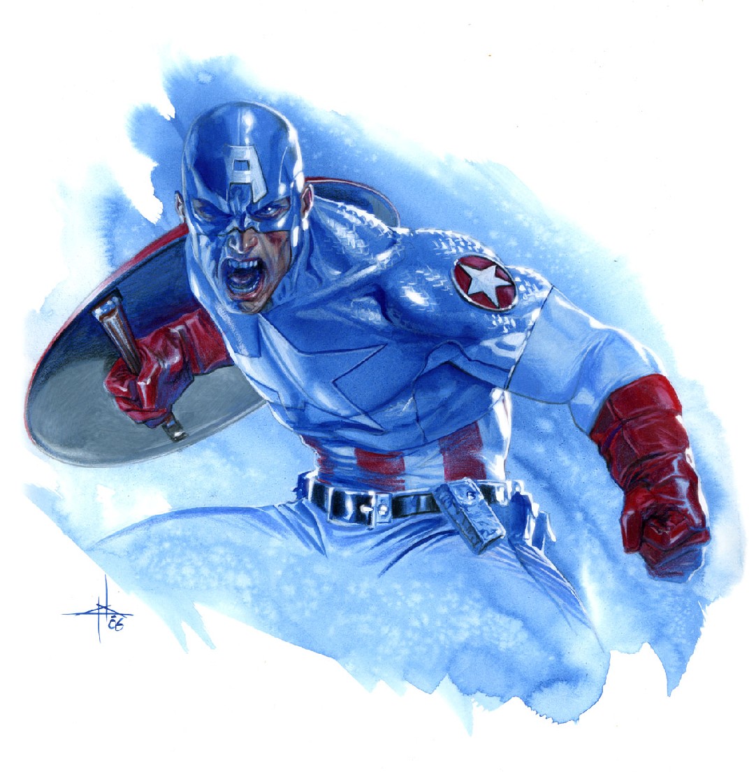 Captain America Color Sketch Gabriele Dell'Otto