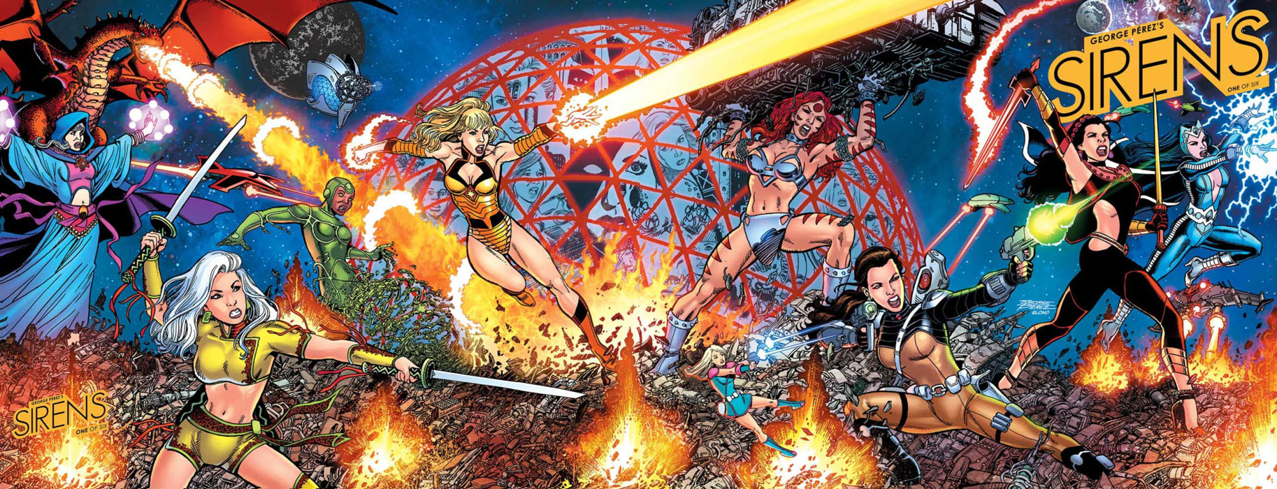GEORGE PÉREZ'S SIRENS #1 Covers A & C Connected