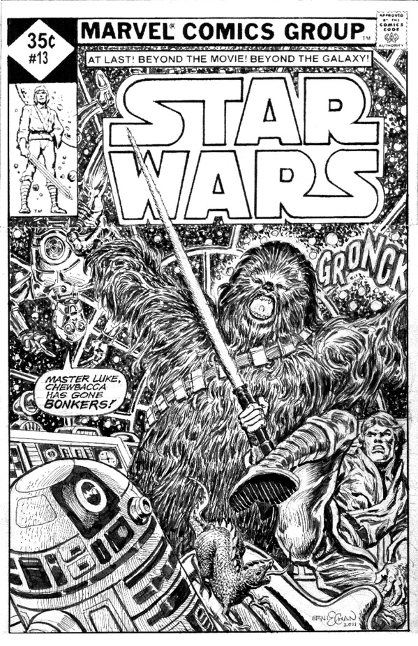 Star Wars #13 "Chewie Freaks?!" Cover - ERNIE CHAN