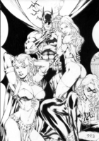 Batman, White Queen, Scarlet Witch and Black Cat