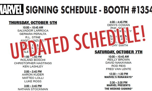 Updated NYCC ’17 Marvel Panel, Booth, and Signing Schedules – Oct 7, 2017 1:57am