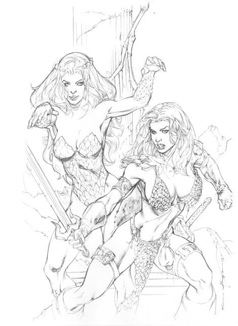 Poison Ivy and Red Sonja Commission