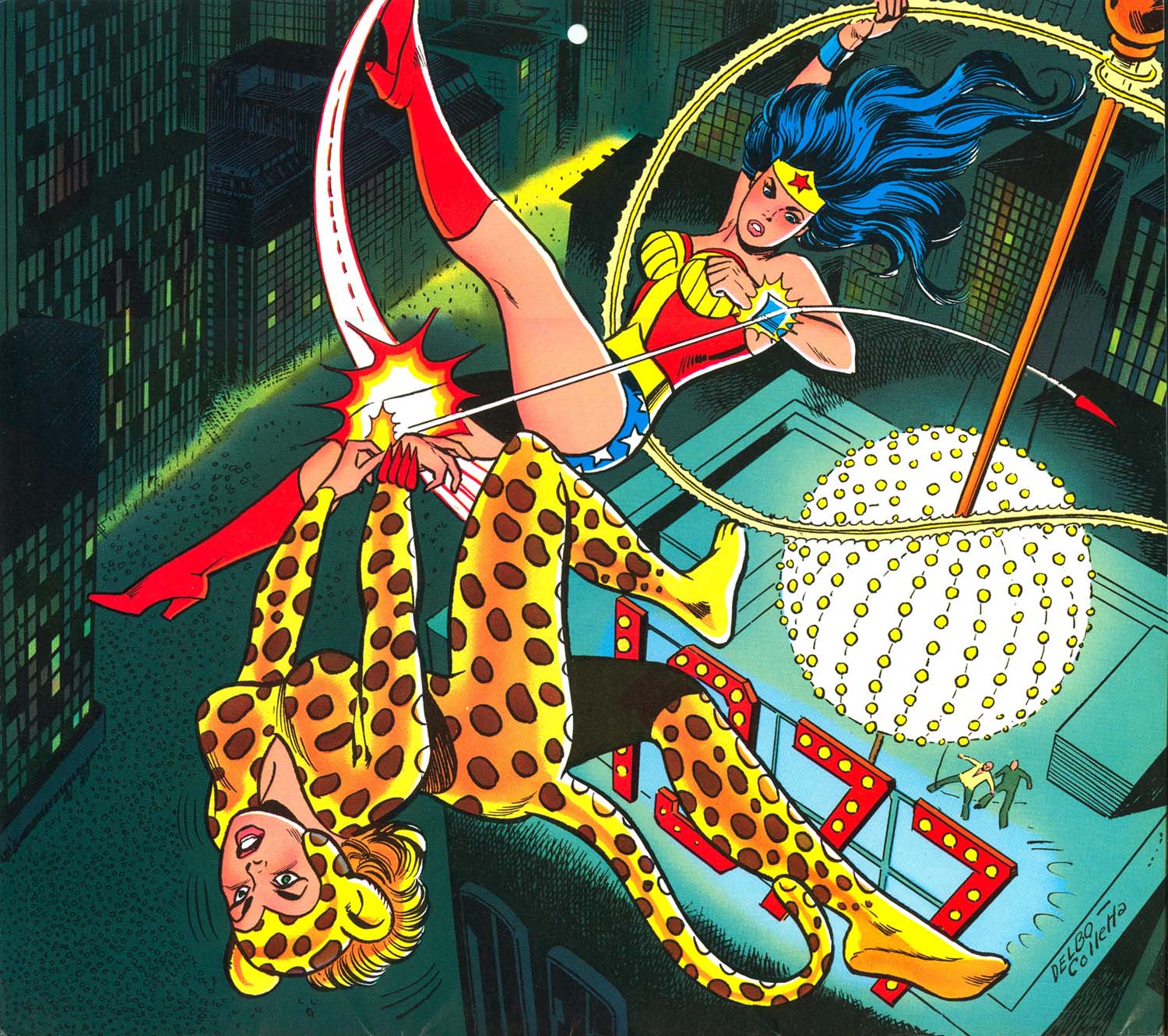 1977 Super DC Calendar for January: Wonder Woman vs Cheetah