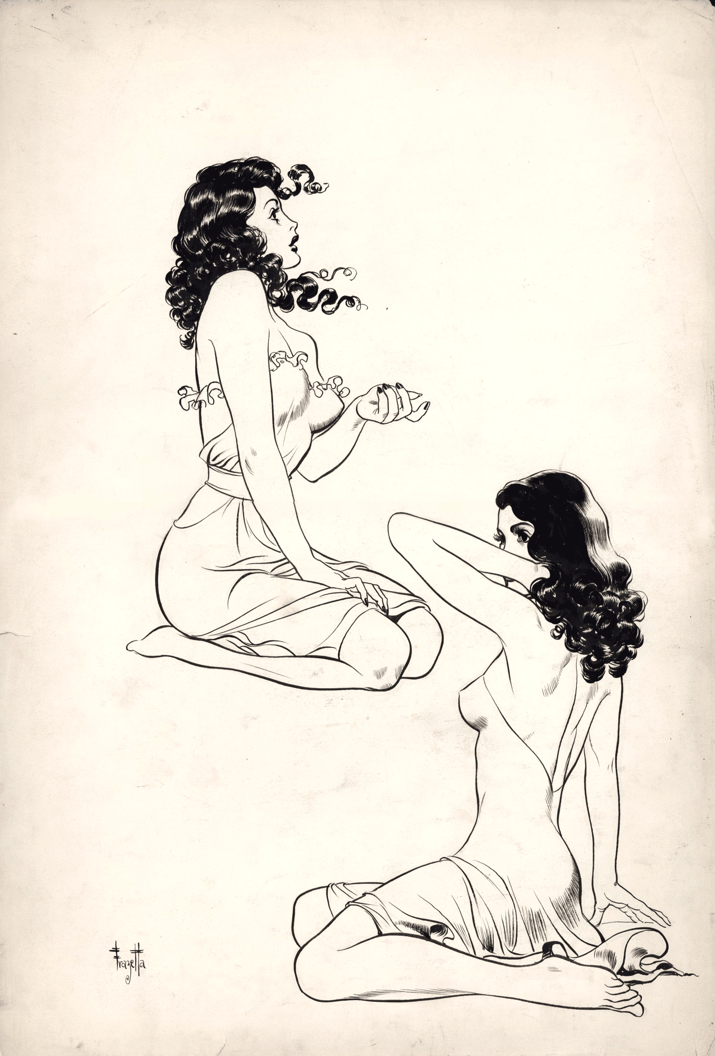 1940'S FRANK FRAZETTA PORTFOLIO PEN AND INK ART