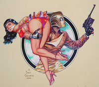 Rocketeer & Betty - Bettie Page - 18 x 18 Dave Stevens
