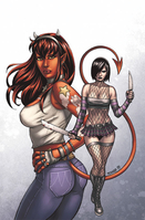 Hack/Slash and Mercy Sparx: A Slice of Hell cover B